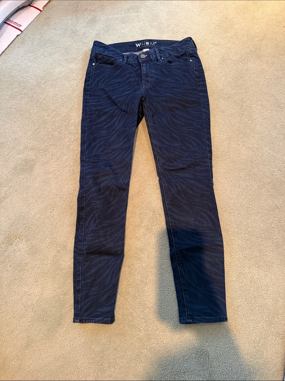 White House Black Market Outlet Navy Zebra-Print Skinny Ankle Jeans  size 2